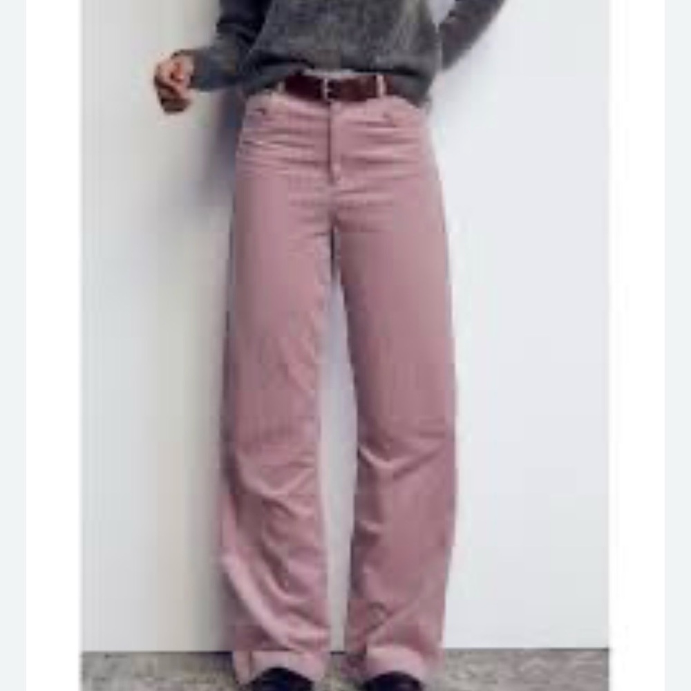 Zara Dusty Pink Straight-Leg Pants